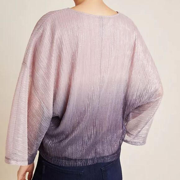 Anthropologie Serena Shimmer Purple Ombre Metallic Blouse Top Size Small - Picture 4 of 11